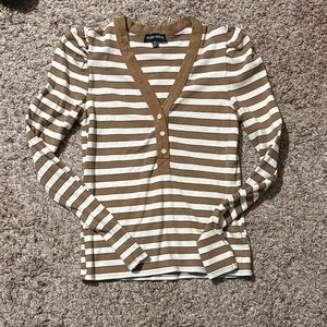 Striped Long Sleeve V-Neck Top
